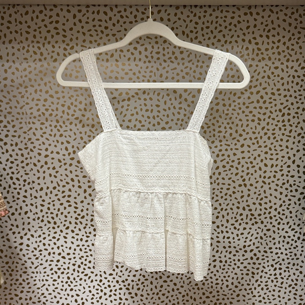 Aeropostale White Lace Tiered Blouse
